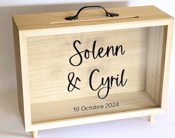 Personalized wedding urn - Wedding kitty Honeymoon - Guest gifts for your honeymoon - Wooden wedding urn