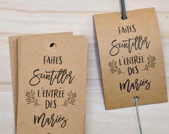 Wedding label magic candle &quot;Make the bride and groom&#39;s entrance sparkle&quot;