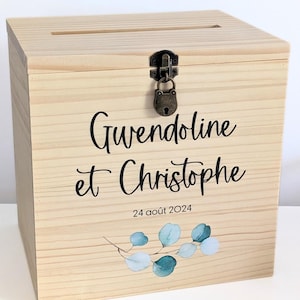 Große personalisierte rustikale Hochzeitsurne aus Holz mit Vorhängeschloss - Holzkätzchen - Geburtstag, Babyparty, Taufe, Kommunionurne