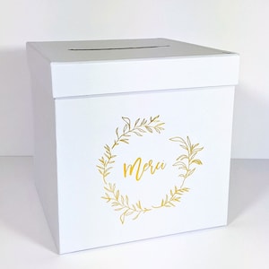 Urne De Mariage & Anniversaire – Boîte Cagnotte Blanche 30x22x22 Cm – Avec Couvercle, Fente Pour Cartes Et Billets