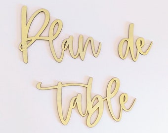 Wedding seating chart | DIY wedding decoration to stick on the wedding seating chart | 32 x 30 cm | Cut-out wooden word - Wooden wedding decoration