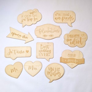 Set of 11 wooden wedding Photobooth props | Props, Photo booth kit, Party decoration, Disguise, Wedding photo decoration
