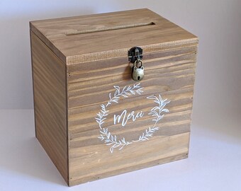 Wooden urn "Thank you" with padlock - Wooden pot "Thank you" - Guest gifts for your Honeymoon - Wooden wedding urn - Birthday