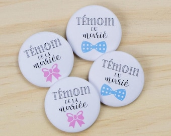 4 Badges mariage Témoins des mariés