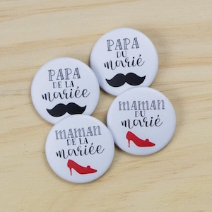 4 Wedding Badges Parents of the Bride and Groom