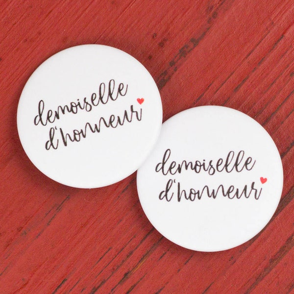 2 Badges mariage Demoiselle d'honneur