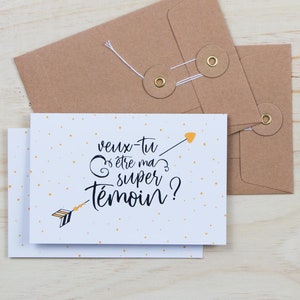 2 cartes + enveloppes | Veux-tu être ma super témoin ? | Demande témoin, cadeau témoin, annonce mariage, annonce témoin, papeterie mariage