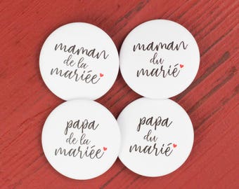 4 Wedding badges Parents of the bride and groom