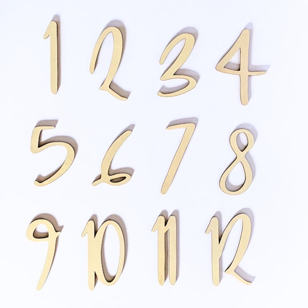 Numbers Table plan | DIY wedding, Wedding table plan + Centerpiece | 10 cm high - Set of 12 Numbers | Wooden decoration