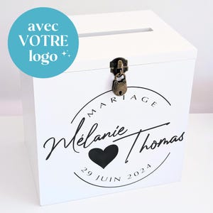Große personalisierte Hochzeitsurne aus Holz mit IHREM LOGO und Vorhängeschloss - Holzkätzchen - Hochzeitsurne, Taufeurne, Kommunion