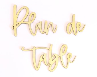Wedding seating chart | DIY wedding decoration to stick on the wedding seating chart | 32 x 30 cm | Cut-out wooden word - Wooden wedding decoration