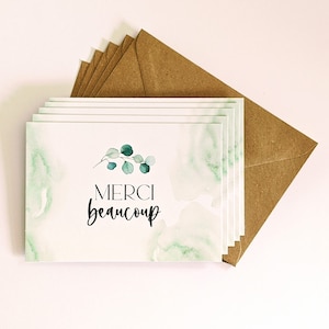 Cartes postales remerciements "Merci beaucoup" + enveloppes kraft | Papeterie mariage, baptême, anniversaire & toutes fêtes, aide, soutien