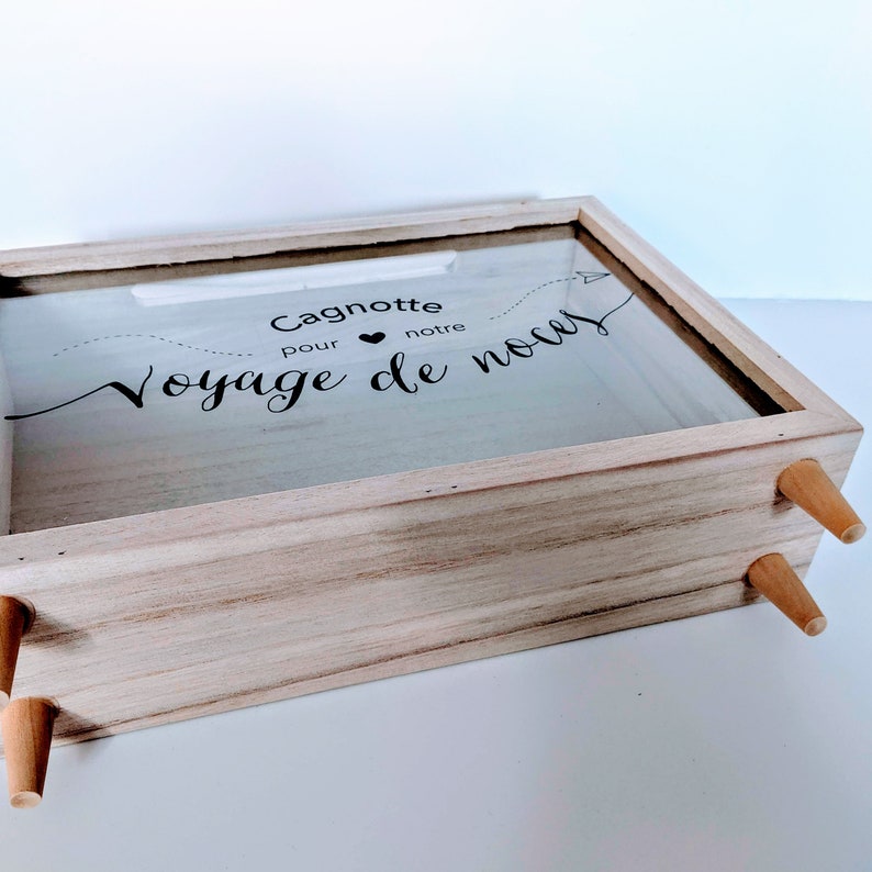 Urne mariage Cagnotte mariage Voyage de noces Cadeaux invités pour votre Lune de miel Urne mariage en bois image 6