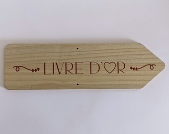 Large wooden directional sign - Guest book | Wedding decoration - Wedding arrow - Wedding signage