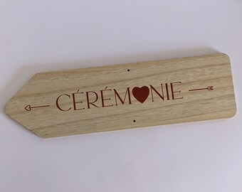 Large wooden directional sign - Ceremony | Wedding decoration - Wedding arrow - Wedding signage
