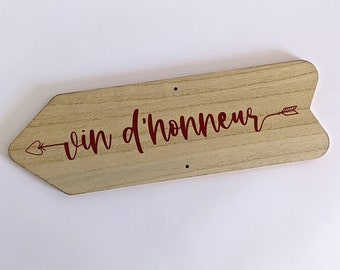 Large wooden directional sign - Wedding reception | Wedding decoration - Wedding arrow - Wedding signage