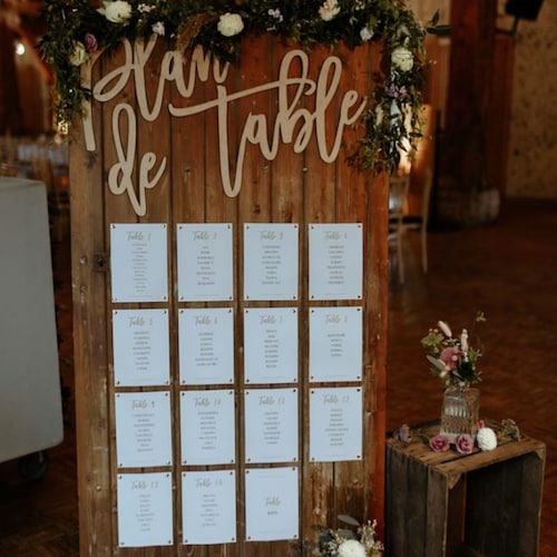 Plan de table mariage - Mot en bois découpé | DIY mariage à coller sur le plan de table mariage | 32 x 30 cm | Décoration mariage en bois