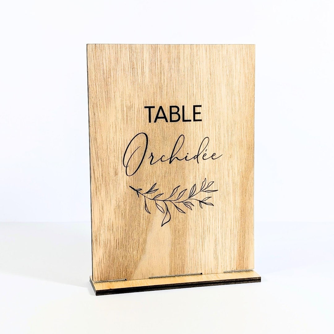 Personalized Table Name, in Light Wood + Base | A5 Table Sign Holder ...