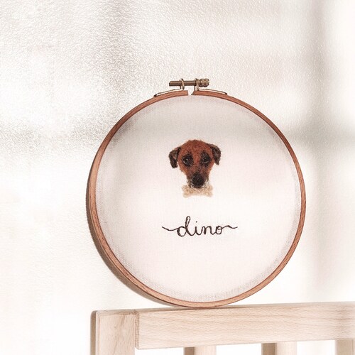 Custom Felted Pet Embroidery: 2D shops Wool Felted Pet Portrait with Personalized Embroidered Name