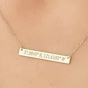 Custom Coordinates, Necklace reversible, Latitude Longitude necklace, Location GPS Coordinates, Gold , white , Rose Gold necklace women gift