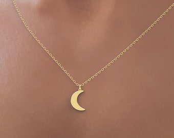 14k Dainty Gold Necklace, Crescent Necklace, Moon Necklace, Delicate Necklace, Layered Necklace 14k gold necklace Real dainty gold necklace