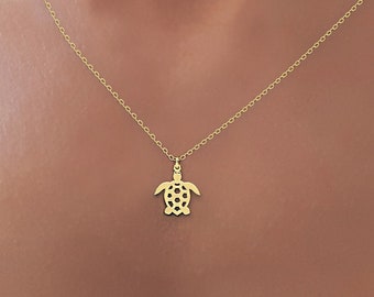 14k Gold Necklace Sea Turtle Jewelry, Nautical Turtle Necklace, Golden Jewelry Sea Turtle Necklace, Dainty Ocean Necklace  14k gold necklace