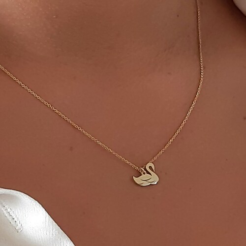9kt \u0026 14kt Gold Swan Necklace 14k 