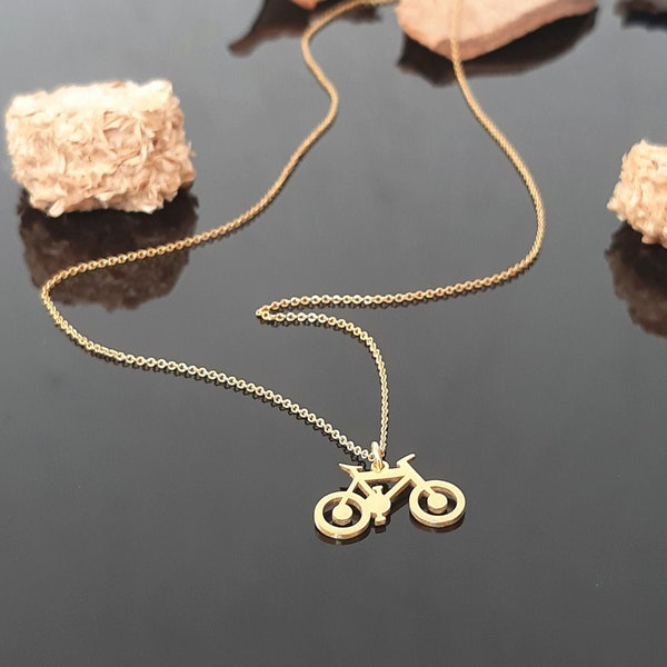 14k Gold Bicycle Necklace , Bicycle pendant, dainty chain, Everyday necklace pendant , unusual necklace, yellow gold, unique gift for women