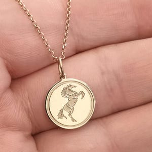 14k Gold Horse Pendant Necklace - Personalized Equestrian Jewelry