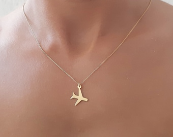 14K Rose Gold Airplane Necklace 14k 
