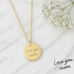 Collar con escritura a mano de 14k • Collar con firma personalizada • Collar de recuerdo con su propia escritura grabada • Joyería con mensaje escrito a mano
