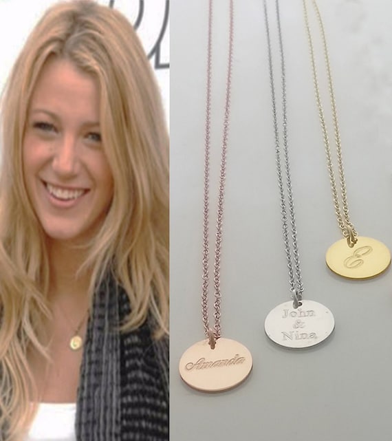 Custom Initial Disc Necklace Monogram 