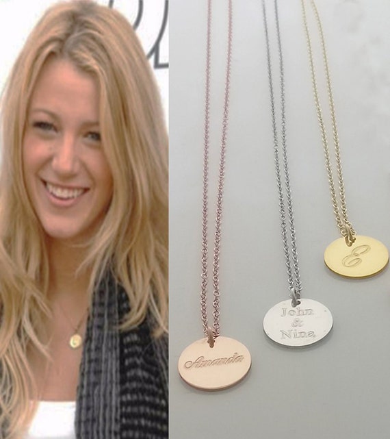14K Solid Gold Disc Necklace 14K Yellow 