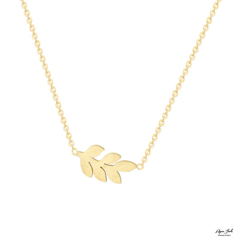 14K Yellow Gold Leaf Necklace 14k Solid Gold Leaf Necklace Etsy