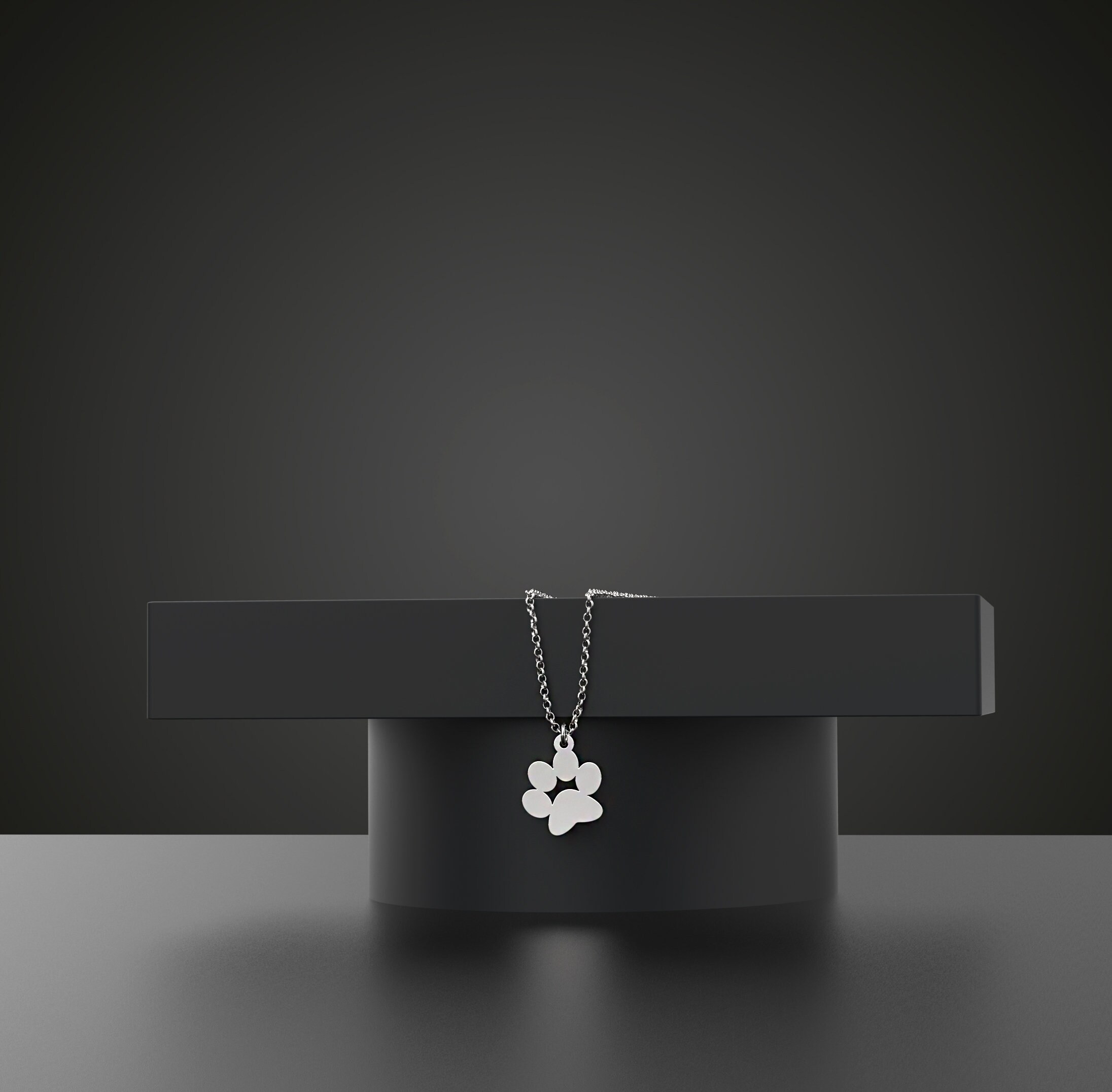 14k Solid Gold Footprint Necklace Dog Footprint Necklace Etsy