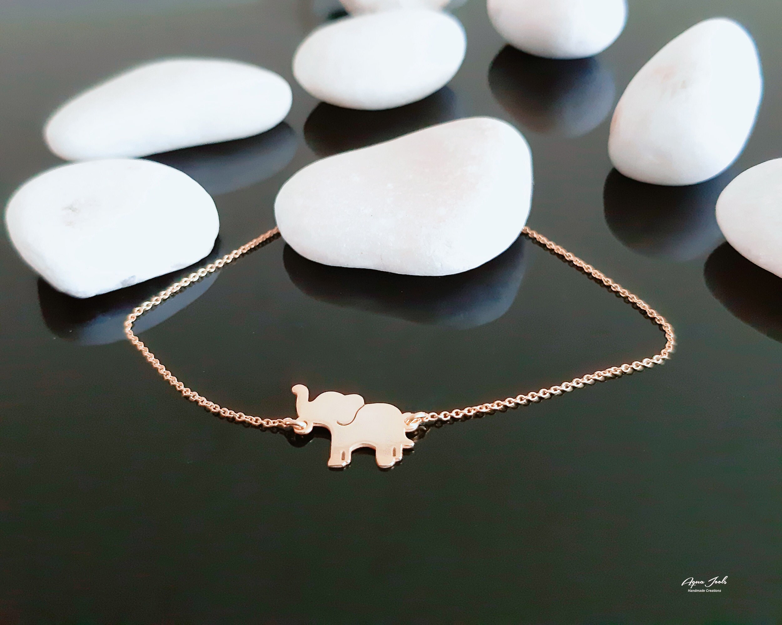 14K Yellow Gold Elephant Charm Bracelet 14K Gold Bracelet Dainty