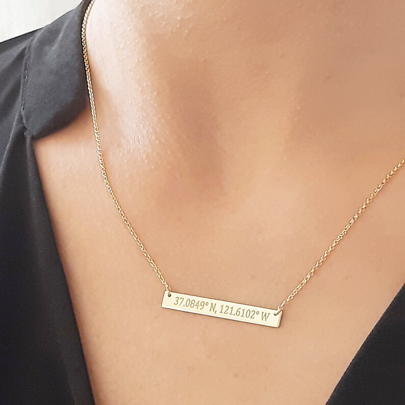 14k Gold bar Necklace, Name plate bar necklace, Personalized name Bar Necklace, Gold Necklace, Engraved Necklace, dainty gold necklace gift image 10