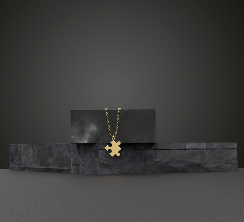 Real 14k Solid Gold Puzzle Necklace / Dainty Friendship Jewelry / Tiny