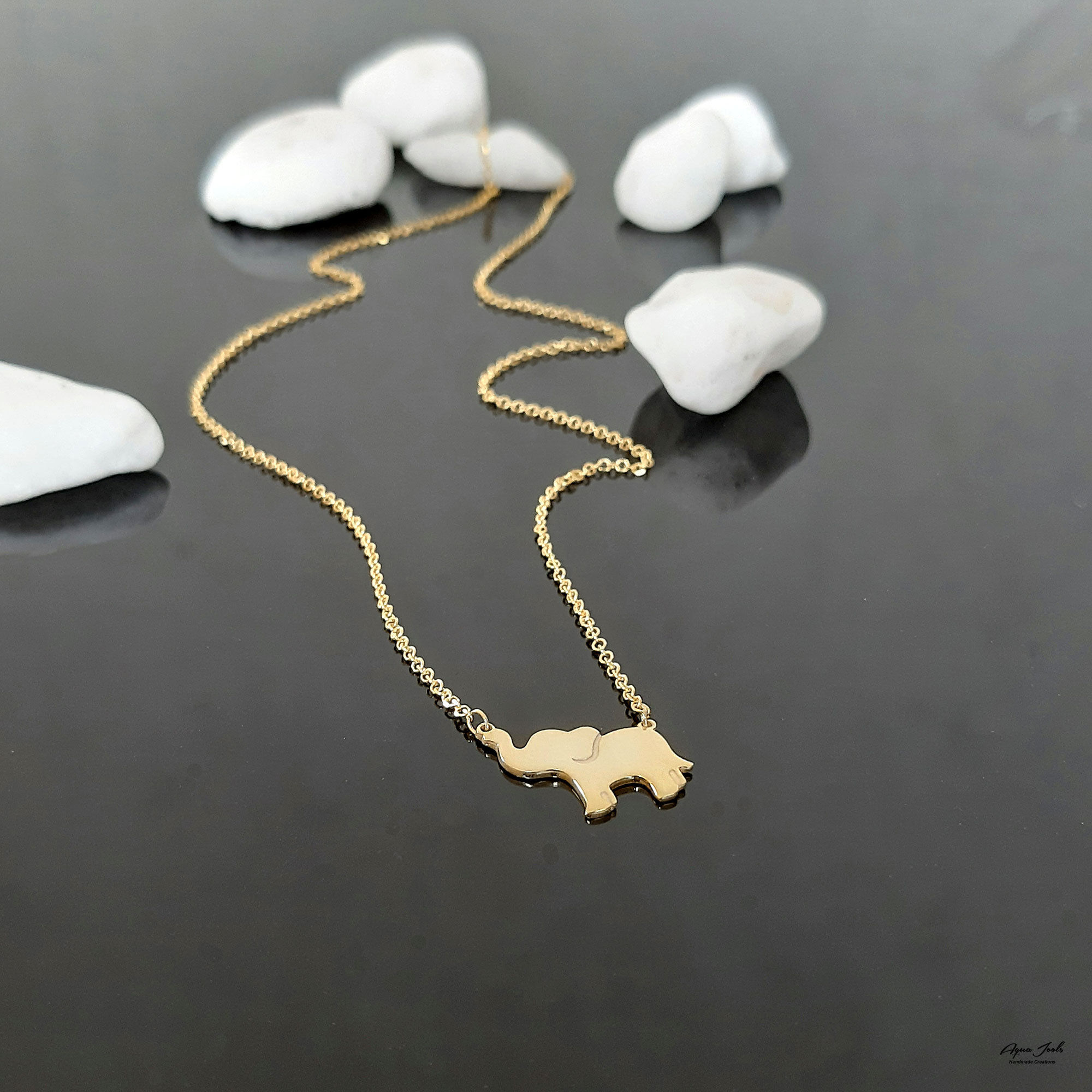 Solid Gold Elephant Necklace 14k Yellow Gold Necklace Dainty | Etsy