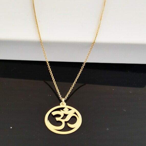 14K Yellow Gold Polished Om Symbol Pendant Solid Pendants /& Charms Jewelry