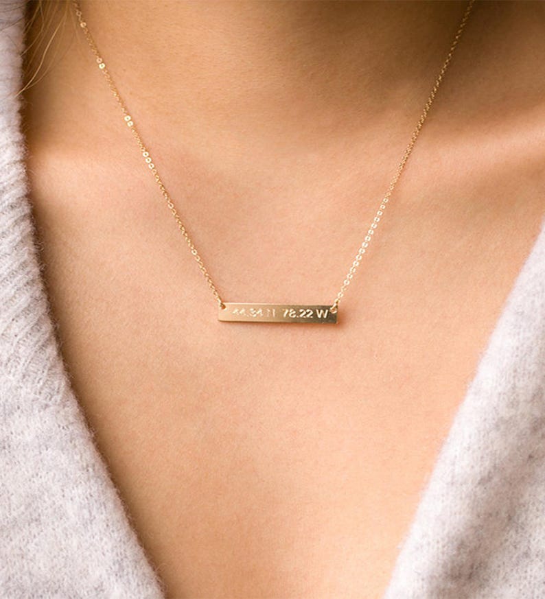 Gold Bar Necklace 14K 14k Gold Bar Necklace Engraved Name Initial mothers day gift Gold bar Gold Name Bar Necklace gold bar necklace