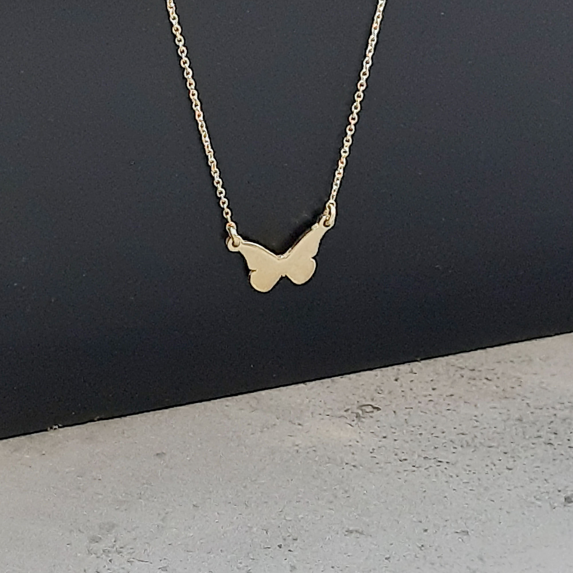 Download 14k yellow gold butterfly necklace, Dainty solid gold ...