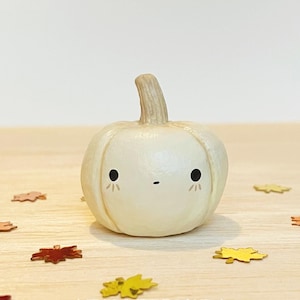 Little Pumpkin Desk Buddy | Ivory | Pumpkin Figurine | Clay Pumpkin | Mini Pumpkin | Fall Desk Decor | Autumn | Thanksgiving | Halloween