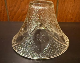 Fleur de Lis Small Glass Lamp Shade - Choice of Color - Light Blue, Light Pink, Light Yellow