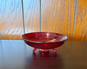 Amberina Hobnail Red Glass Footed Bowl - 6 5/8" - Please read for condition