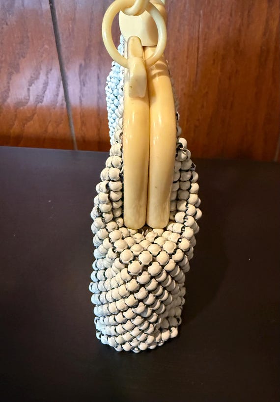 Vintage Whiting Davis Ivory Enamel Mesh and Bakel… - image 3