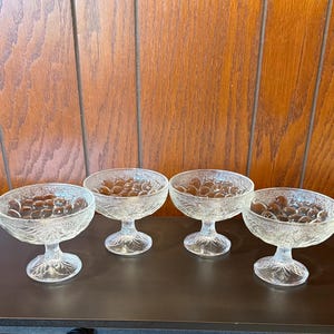 Set of 4 Fruit Themed Footed Glass Dessert Bowls