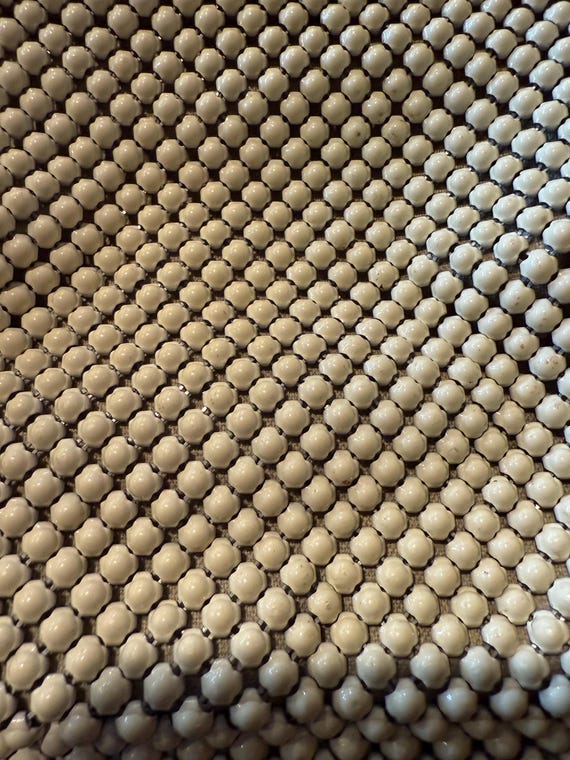 Vintage Whiting Davis Ivory Enamel Mesh and Bakel… - image 7