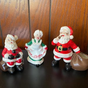 Set of 3 Vintage Christmas Ceramics - Santa and Mrs Claus Holland Mold Atlantic Mold