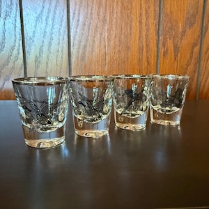 Set of 4 Vintage Game Bird Shot Glasses - Please read for condition